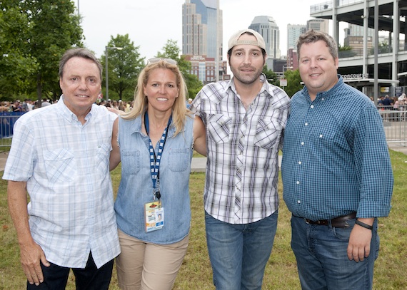 Pictured (L-R): BMI Vice President, Writer/Publisher Relations Jody Williams; BMI Director, Writer/Publisher Relations Leslie Roberts; Josh Thompson; BMI Senior Director, Writer/Publisher Relations Bradley Collins