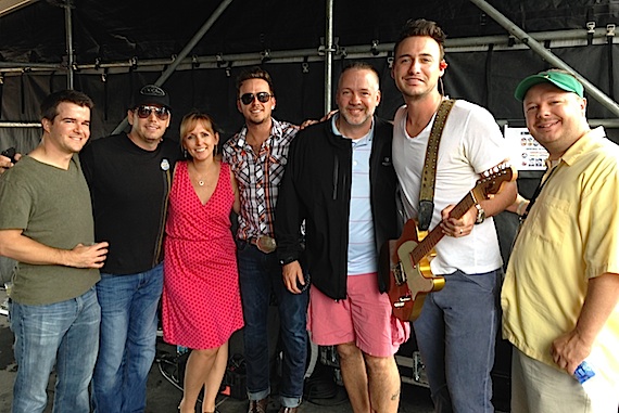 Pictured (L-R): RCA Records Nashvilles Parker Fowler; Vector Management's Ross Shilling; RCAs Liz Sledge; Love And Thefts Stephen Barker Liles; RCA Sr. VP Keith Gale; Love & Thefts Eric Gunderson and RCAs Josh Easler. 