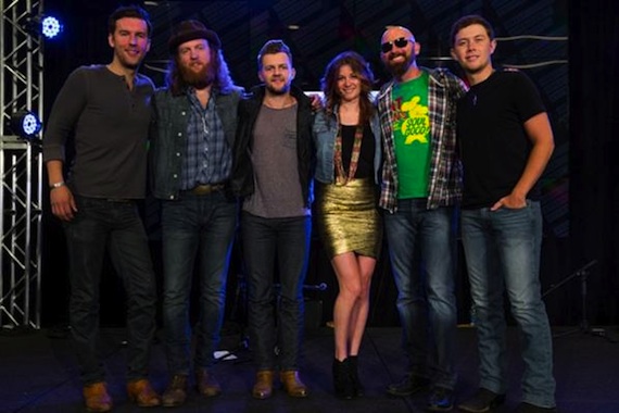 Pictured (L-R): Brothers Osbornes T.J. Osborne and John Osborne; Native Runs Bryan Dawley and Rachel Beauregard; Corey Smith; and Scotty McCreery. Photo: Matt Blair.