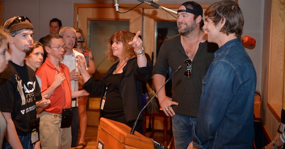 ACM Lifting Lives Music Campers record a song with Lee Brice and Ross Copperman during the Studio Day at Ocean Way Studios.