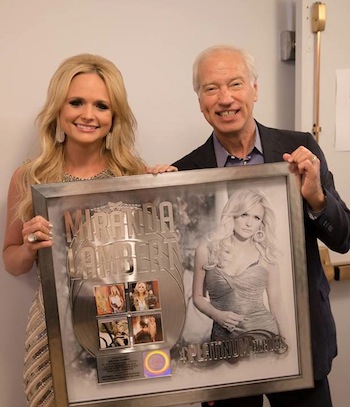 He presented Miranda Lambert with a special album achievement award celebrating her four Platinum albums during her visit to The Tonight Show Starring Jimmy Fallon.