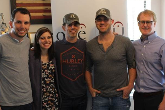 Pictured (L-R): Ben Strain, ole Creative Director; Emily Mueller, ole Creative Manager; Sam Brooker of Artist Revolution; Jesse Rice; and John Ozier,ole GM of Creative.