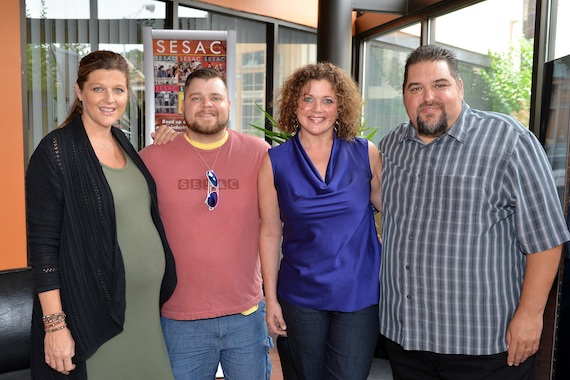 Pictured (L-R):  SESACs Shannan Hatch, Wilson, Magic Mustang Publishing Juli Newton Griffith and SESACs Tim Fink. Photo: Peyton Hoge  