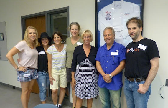 Pictured (L-R): LM alums Chandra LaPlume, Carey Nelson Burch, LM Executive Director Debbie Linn,Lori Condon, President/CEO of Second Harvest and LM board member Jaynee Day, Stacy Widelitz and Jay Frank