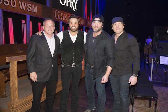 Pictured (L-R): Pete Fisher, Grand Ole Opry General Manager; Randy Houser; Lee Brice; Jerrod Niemann. Photo: Chris Hollo for the Grand Ole Opry 2014.