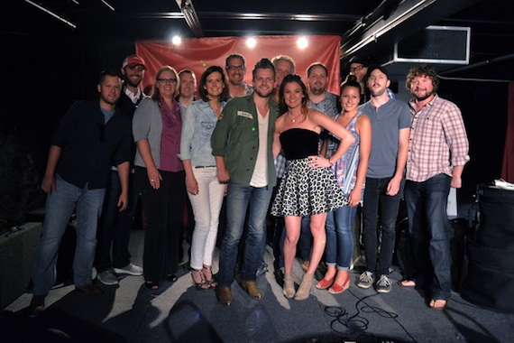 Front Row (L-R): Chris Farren (Fusion Music), Julie Boos (Flood, Bumstead, McCready & McCarthy, Beth Laird (Creative Nation), Bryan Dawley, Rachel Beauregard, Kelsey Granda (Creative Nation), Kenley Flynn (Combustion Music), Chris Van Belkom (Combustion Music). Back Row from (L-R): Zach Sutton (Fusion Music), Daniel Miller (Fusion Music), Cliff Audretch III (Show Dog- Universal Music), Chris Farren (Combustion Music), Jeff Skaggs (Creative Nation), Luke Laird (Songwriter/Producer). Photo: Kristina Pellegrino.