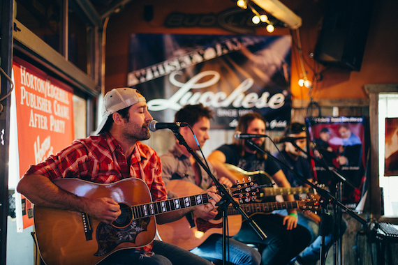 Pictured (L-R)  Josh Thompson (Big Machine Music), Matt Rogers (ole), CJ Solar (Sea Gayle), Charlie Worsham (Little Louder Music) perform during "Horton Hears A Hit Pub-lishers Crawl"