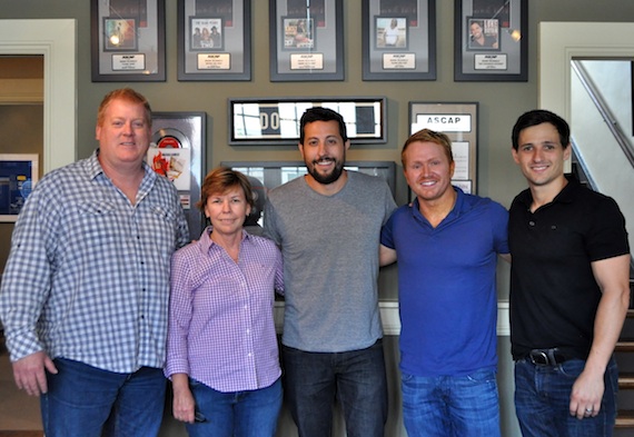 Pictured (L-R): ASCAP's Mike Sistad, SMACKSongs' Robin Palmer, Matthew Ramsey, and SMACKSongs' Shane McAnally and Robert Carlton. Photo by ASCAP's Alison Toczylowski.