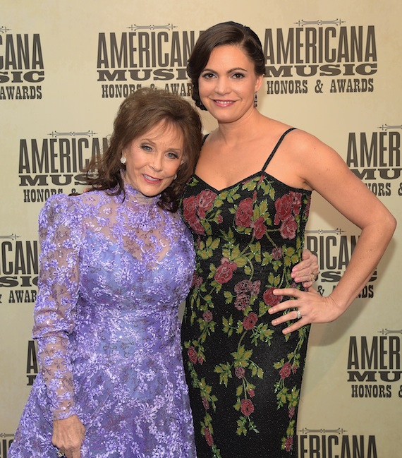 Loretta Lynn and Angaleena Presley on the Americana Music Awards & Honors red carpet. Photo: Getty Images.