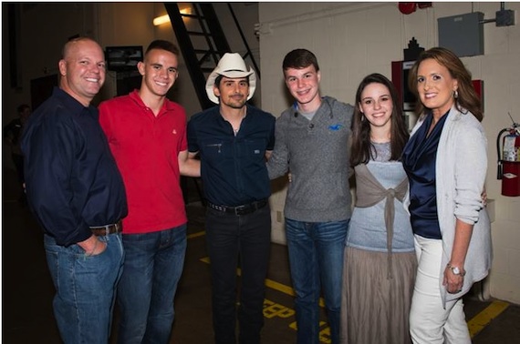 Pictured (L-R): iHeartmedias Clay Hunnicutt, Hunnicutt family friend Daniel Ehrlich, Brad Paisley, Austin Hunnicutt,  Alyssa Hunnicutt, & Wendy Hunnicutt.  