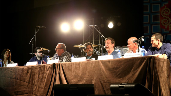 Pictured (L-R): Host Virginia Davis, Jeffrey Hasson, Adam Kornfeld, Steve Lassiter, Paul Lohr, Kevin Neal, Aaron Tannenbaum. Photo: Terry Wyatt/Getty Images for IEBA