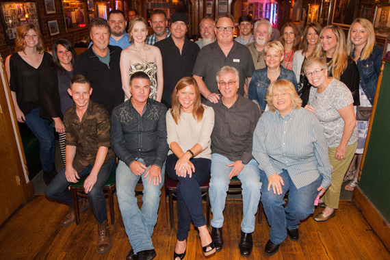 Radio VIPs were treated to dinner at Jack's Bar-B-Que by Jerrod Niemann and the Artist Nashville promotion team last Friday evening prior to Jerrod's headline concert at The Ryman. Pictured (L-R): Front Row  *Rusty Sherrill, Mike Kennedy (PD, KBEQ), *Lesly Tyson, Charlie Cook (PD, WKDF/WSM) and Kay Manley (MD/APD WGKX); Middle Row  *Elizabeth Heller, Lana DeLuca (Promotions Cumulus), Lonnie Napier (Executive Producer American Country Countdown with Kix Brooks, Kickin' It with Kix), Nikita Palmer (NASH Network Producer, Cumulus Media), Jerrod Niemann, Gary Overton (Chairman & CEO, Sony Music Nashville), Heather McBee (industry vet), Colleen Lelis (John Marks's wife); Back Row  Micheal Bryan (PD WSIX), *Andy Elliott, John Marks (SiriusXM Sr. Director of Programming), Will Overton (William Morris Endeavor), Bill Simmons (Fitzgerald-Hartley management), *Lauren Thomas, *Jeri Cooper, *Ali O'Connell and Christy Garbinski (Sony Promotion Rep; Photo Bomb: Robert Simon (Lesly Tyson's fianc); Photo: Ivor Karabatkovic (* Arista Nashville promo staff)