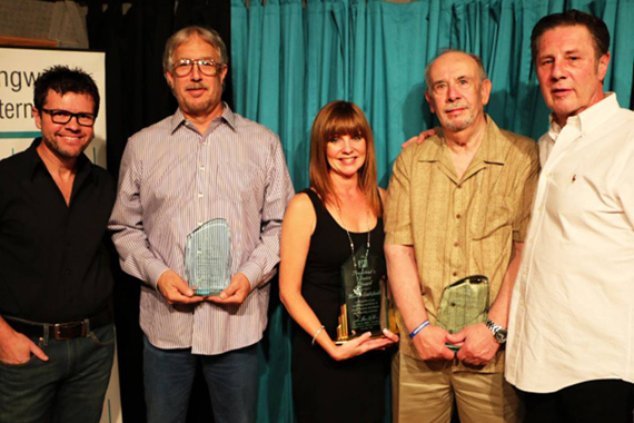 Pictured (L-R): NSAI President Lee Thomas Miller, Mervin Louque (NSAI Presidents Choice Award), Eileen Littlefield (Maggie Cavender Award), Jerry Kennedy (Stephen Foster Award), NSAI Executive Director Bart Herbison