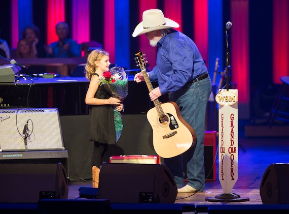     Charlie Daniels with St. Jude patient Audrey Stranger. Photo: Chris Hollo