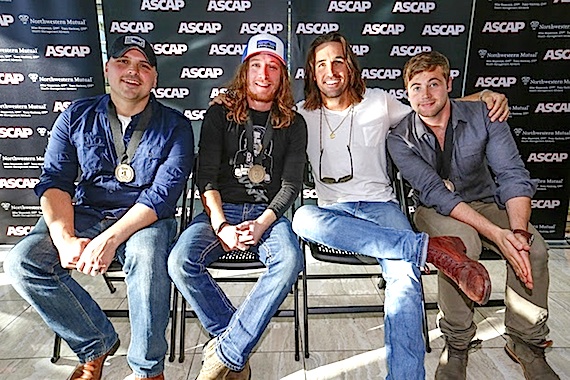 Pictured (L-R): Jon Nite, Jaren Johnston, Jake Owen & Jimmy Robbins. Photo by Ed Rode. 