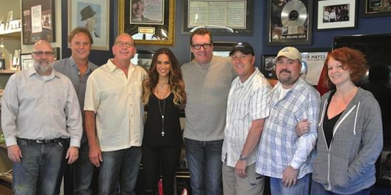 Pictured (L-R): Kevin Herring (SVP, Promotion), Scott Hendricks (EVP, A&R), John Esposito (President & CEO, WMN), Jana Kramer, Peter Strickland (EVP & GM, WMN) Tom Martens (Dir., National Promotion), Chris Palmer (VP, Promotion) Lisa Ray (VP, Brand Management)