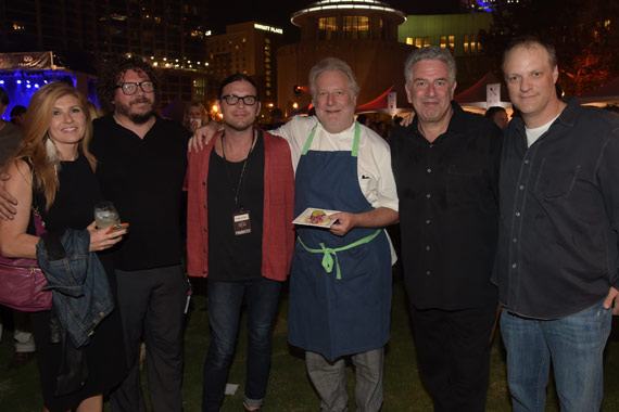 Pictured (L-R): Connie Britton, Bobby Bare Jr, Nathan Followill (Kings of Leon), Jonathan Waxman, Ken Levitan and Andy Mendelsohn. Photo: Rick Diamond