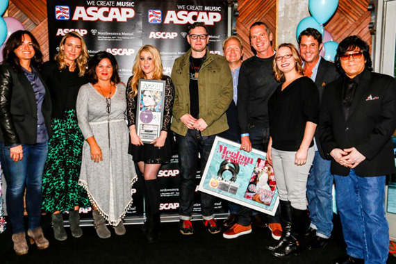 (L-R): ASCAPs LeAnn Phelan, Atom Factorys Ty Stiklorius, Big Yellow Dog Musics Carla Wallace, Meghan Trainor, Kevin Kadish, Sony/ATVs Troy Tomlinson, Epics Paul Pontius, Sony/ATVs Abbey Adams, ASCAPs Michael Martin and ASCAPs John Titta, Photo: Ed Rode