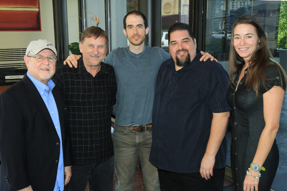 Pictured (L-R): Green Hills Music Groups Woody Bomar, SESACs John Mullins, Karg, SESACs Tim Fink and Grin Like A Dog Songs Leslie Mitchell. Photo: Bev Moser