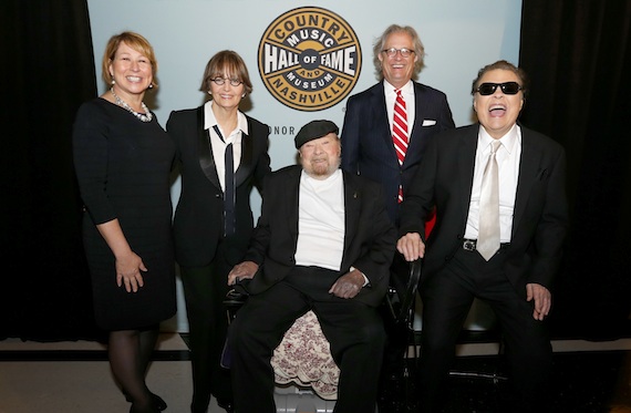 Pictured (L-R): CMA's Sarah Trahern, Suzi Cochran, Mac Wiseman, ??, and Ronnie MIlsap.