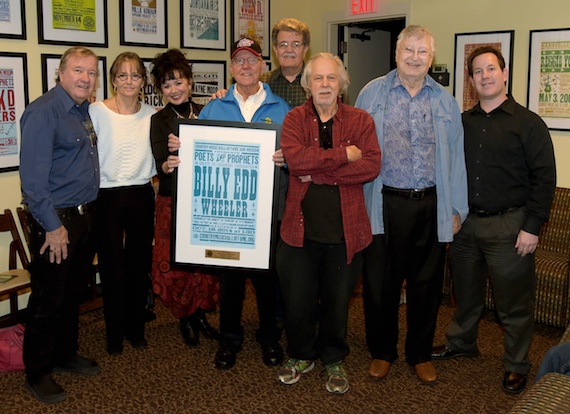 Pictured (l-r) are: Buzz Cason; Suzi Cochran, widow of 2014 Hall of Fame inductee Hank Cochran; Dana McVicker; Billy Edd Wheeler; James Talley; Steve Young; John D. Loudermilk; and the Country Music Hall of Fame and Museums Michael Gray.   Photo by Rick Diamond   