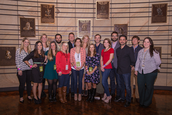 Pictured (L-R): Members of the Troubadour Society Advisory Committee: Ruth Franklin, Elizabeth Bradbury, Jake Dougher, Jim Butler, The Country Music Hall of Fame and Museums Kasey Williams, Sam Reed, Justin Levenson, and David Plyler; (front row, l-r): Maya Akser, Kelsey Flynn, Leanne Weber, Elisa Vazzana, Katie Cline, Sarah McGrady, Jon Romero, and the Country Music Hall of Fame and Museums Amanda Richard. Photo: Kelli Dirks/CK Photo  