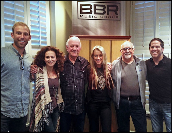 Pictured (L-R): Fitzgerald Hartleys Nick Hartley; Sherrie Austin; BBR Music Groups Benny Brown;  Brooke Eden; Fitzgerald Hartleys Larry Fitzgerald; BBR Music Groups Jon Loba)  