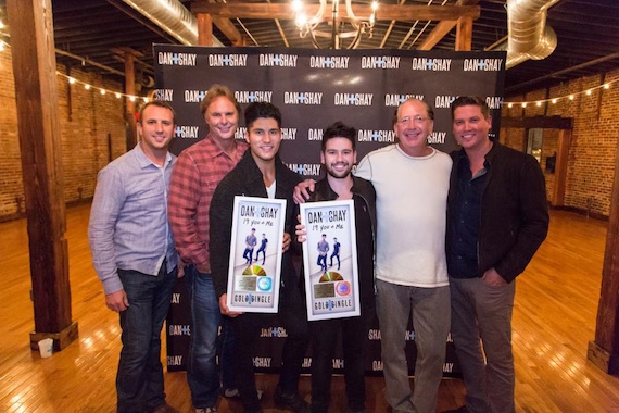 Pictured (L-R): Todd Ramey, Sandbox Entertainment; Scott Hendricks, EVP, A&R WMN; Dan Smyers and Shay Mooney; John Esposito, President & CEO WMN; Jason Owen, Sandbox Entertainment