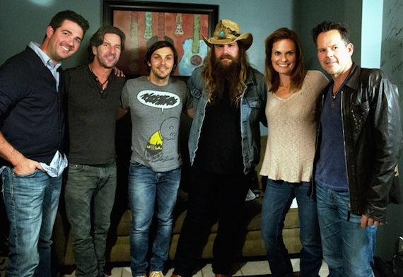 Pictured (L to R):  Chris Blair, owner, The Listening Room, Brett James, Charlie Worsham, Chris Stapleton, Suzanne Alexander, Gary Allan.