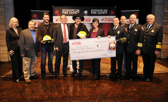 Pictured (L-R): Heather Caldwell, Communications & Marketing Manager, Kidde; Chief Ronald Siarnicki, executive director, National Fallen Firefighters Foundation; Chris Young, chart-topping Country Music star; Jim Ward, President, Kidde Fire Safety; Kix Brooks, chart-topping Country Music star and CMA award-winning radio personality; Amy Acton, executive director, The Phoenix Society for Burn Survivors; Luis Nevarez, Tulare Fire Department, burn survivor and SOAR member; Chris Rovenstine, Vice President of Sales & Marketing, Kidde Fire Safety; Chief Fire Marshall Butch Browning, president, National Association of State Fire Marshals and Commissioner & Fire Marshal Gary West, TN Department of Commerce and Insurance. Photo: Sanford Myers