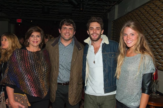 Pictured (L-R): Pam Akins (Mom), Akins, Thomas Rhett (son), with wife Lauren 