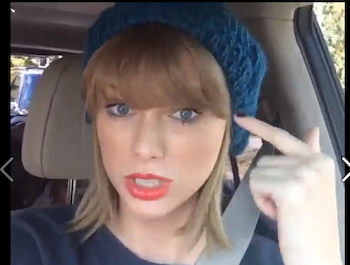 Swift celebrated by lip synching to Kendrick Lamar.