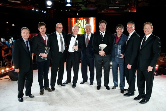 Pictured (L-R): BMI Vice President, Writer/Publisher Relations Jody Williams; Song of the Year award scribe Ketch Secor; Sony/ATV Music Publishing Co-President Danny Strick; Sony/ATV Music Publishing Nashville President and CEO Troy Tomlinson; Sony/ATV Music Publishing Chairman & CEO Martin Bandier; BMI Icon recipient Vince Gill; Songwriter of the Year winner Rhett Akins; BMI President & CEO Mike O' Neill; and BMI Assistant Vice President, Writer/Publisher Relations Clay Bradley 