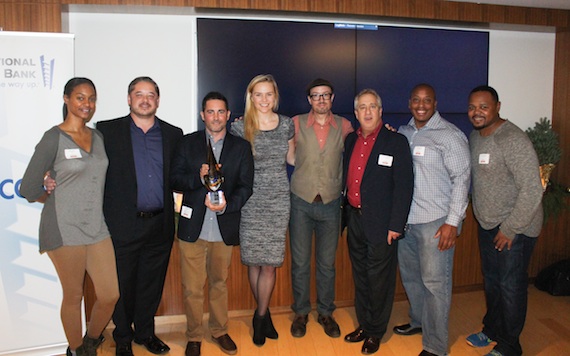 Pictured (L-R): Lauren Carter (ole office coordinator), Steven Karopwicz (SVP MusicBox), David Weitzman (ole VP Business Development), Jennifer Essiembre (ole Creative Manager), Brandon Schott (ole Sr. Mgr., Sync and Licensing), Andrew Robbins (MusicBox, Director, Film & TV Licensing), Eric Spence (ole-Bluestone) and Marcus Spence (ole-Bluestone).