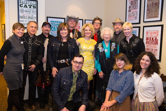 Pictured (back row, l-r): Deke Dickerson, Chuck Mead, and Martin Lynds; (middle row, l-r): the Country Music Hall of Fame and Museums Ali Tonn, Carco Clave, James Burton, Suzy Bogguss, Cam, Rose Lee Maphis, and Renae Truex; (front row, l-r): Chris Scruggs, Caitlin Rose, and the Country Music Hall of Fame and Museums Abi Tapia. Photo: CK Photo