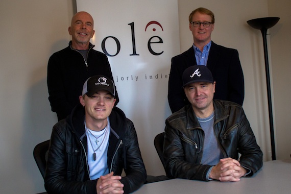 Pictured, seat (L-R): Jordan Rager and Producer Jeremy Stover. (Standing, L-R): Peter Hartung, Co-Manager of Jordan Rager, and John Ozier, ole General Manager of Creative Nashville. Not pictured: Barry Williams, Co-Manager of Jordan Rager.