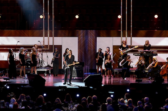 Keith Urban performs with an all-female band at CMT Artists of the Year.