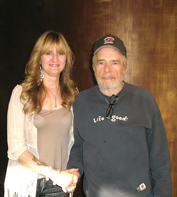 Sound Emporium studio manager Juanita Copeland with Merle Haggard.