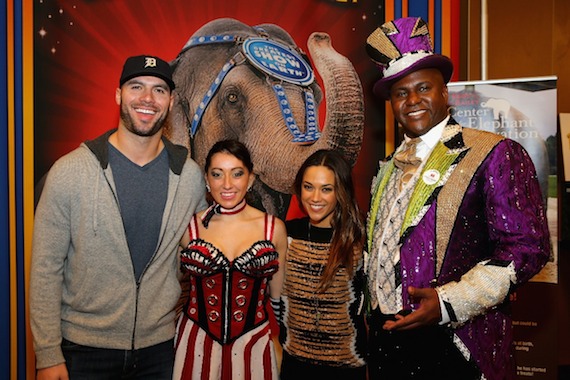 Pictured (L-R): Michael Caussin, Sabina, Jana Kramer, and Ringmaster Johnathan Lee Iverson attend the Ringling Bros. Presents LEGENDS Nashville Celebrity Event on January 23, 2015 at Bridgestone Arena. Photo: Terry Wyatt/Getty Images for Feld Entertainment