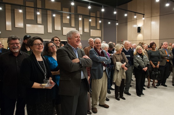 The crowd gathers to honor Doug Howard.