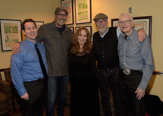 Pictured (L-R): The Country Music Hall of Fame and Museums Michael Gray, previous Poets honoree Mark D. Sanders, Gretchen Peters, and previous Poets honorees Roger Cook and Jerry Foster. Photo: Rick Diamond