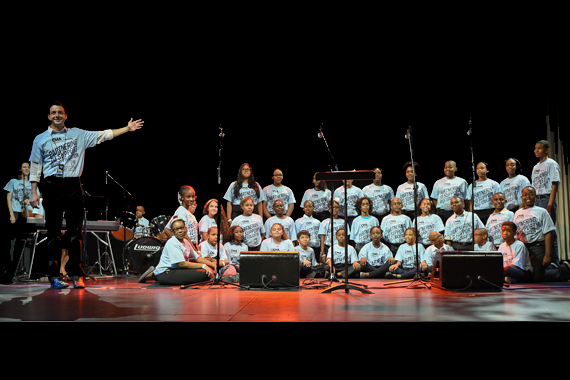 Students from Education Through Music partner schools perform during a press conference to announce the final nominees for "The 48th Annual CMA Awards" Sept. 3, 2014 at the Best Buy Theater in New York City. Photo: Kevin Yatarola.