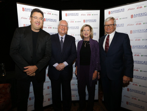 Pictured (L-R): Vince Gill, Joe Clayton (DISH), Maggie Wilderotter (Frontier) and Robert Engel (CoBank)