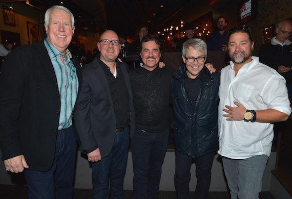 Pictured (L-R): The Valory Music Co. SVP Promotion GEORGE BRINER, Big Machine Records SVP Promotion Jack Purcell, Big Machine Label Group President & CEO Scott Borchetta, BMLG EVP & Republic Nashville President Jimmy Harnen and Dot Records GM Chris Stacey. 