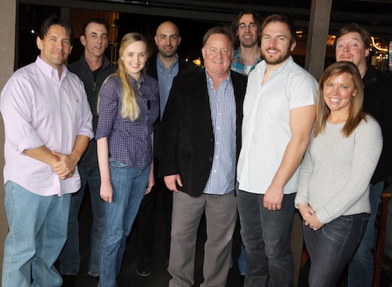  Pictured (l-r): Brent Fleshman, News Director, Cookeville Communications, Cookeville, TN; Jonathan Monk, PD, KJJY, Des Moines, IA; Nikita Palmer, NASH Network Producer, Cumulus Media; Charly Salvatore, Logans manager, Dennis Entertainment; Gary Overton, Chairman & CEO, Sony Music Nashville; Chuck Aly, VP/GM,Country Aircheck; Mize; Lesly Simon, VP, Promotion, Arista Nashville; and Don Brake, PD, WFRE, Frederick, MD. Photo: Alan Poizner