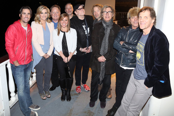 (L-R): Jake Owen; Trisha Yearwood; Sony Music Nashville Chairman & CEO Gary Overton; Arista Nashville VP Promotion Lesly Simon; RCA Nashville Sr. VP National Promotion Keith Gale; Cheap Trick’s Rick Nielsen, Daxx Nielsen, Tom Petersson, and Robin Zander; and Columbia Nashville VP Promotion Norbert Nix.