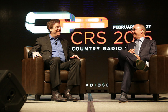 Keynote Speaker Todd Wagner (left), interviewed by Charlie Morgan, CRS Board President (right) during opening ceremonies of 2015?s Country Radio Seminar.