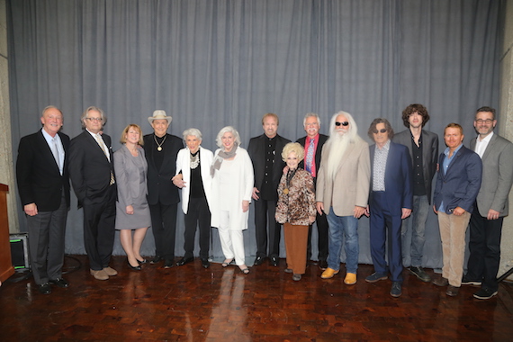 Pictured (L-R): Frank Bumstead, Chairman of Flood, Bumstead, McCready & McCarthy and CMA Board Chairman; Kyle Young, Director of the Country Music Hall of Fame and Museum; Sarah Trahern, CMA Chief Executive Officer; Jim Ed Brown; Maxine Brown; Bonnie Brown; The Oak Ridge Boys' Duane Allen; Country Music Hall of Fame member Brenda Lee; Joe Bonsall, William Lee Golden, and Richard Sterban of The Oak Ridge Boys; Joshua Martin; Shane McAnally, CMA Awards & Recognition Committee Vice Chairman; Steve Buchanan, President of Opry Entertainment Group and CMA Board member. Photo: Alan Poizner / CMA