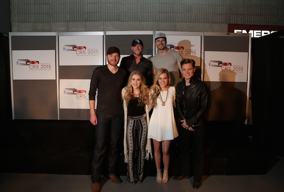 Pictured (L-R, back row): Eric Paslay, Cole Swindell, Sam Hunt. (L-R, front row): Maddie & Tae, Frankie Ballard. Photo: AristoPR