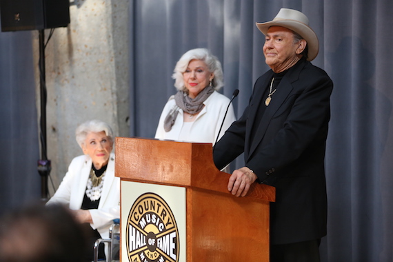 Jim Ed Brown and The Browns (Maxine, left, and Bonnie) are announced as the newest inductees into the Country Music Hall of Fame in the "Veterans Era Artist" category. Photo: Alan Poizner / CMA